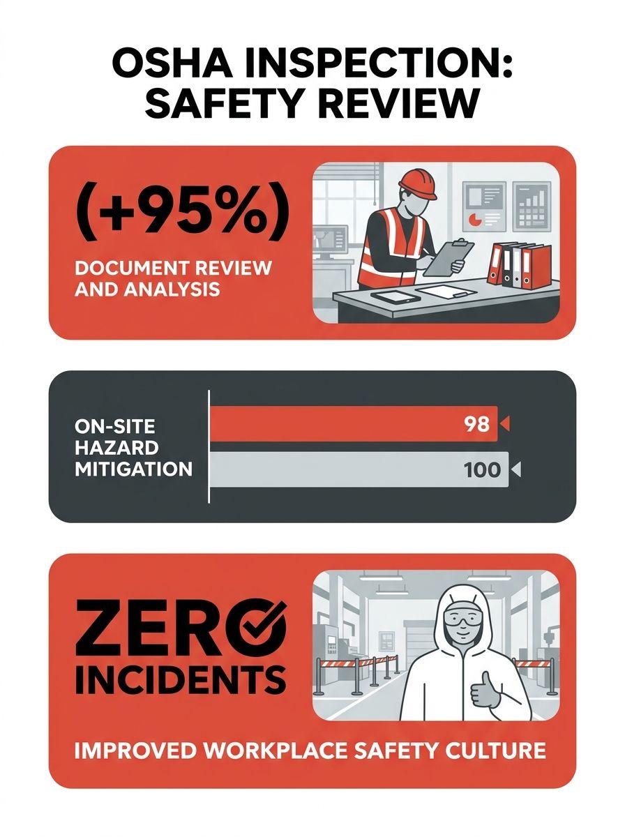 OSHA inspector reviewing workplace safety documentation at an industrial facility