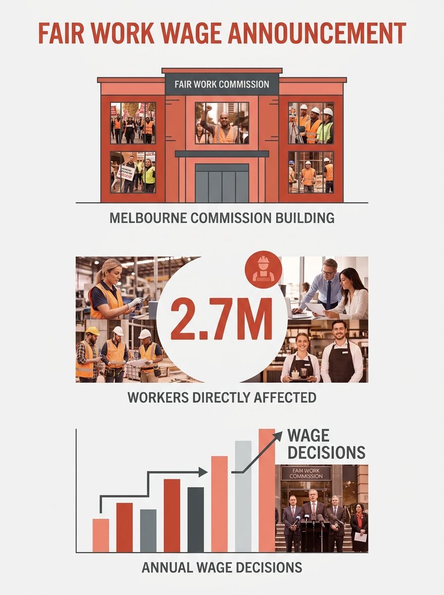 Fair Work Commission building in Melbourne where wage decisions affecting 2.7 million Australian workers are announced