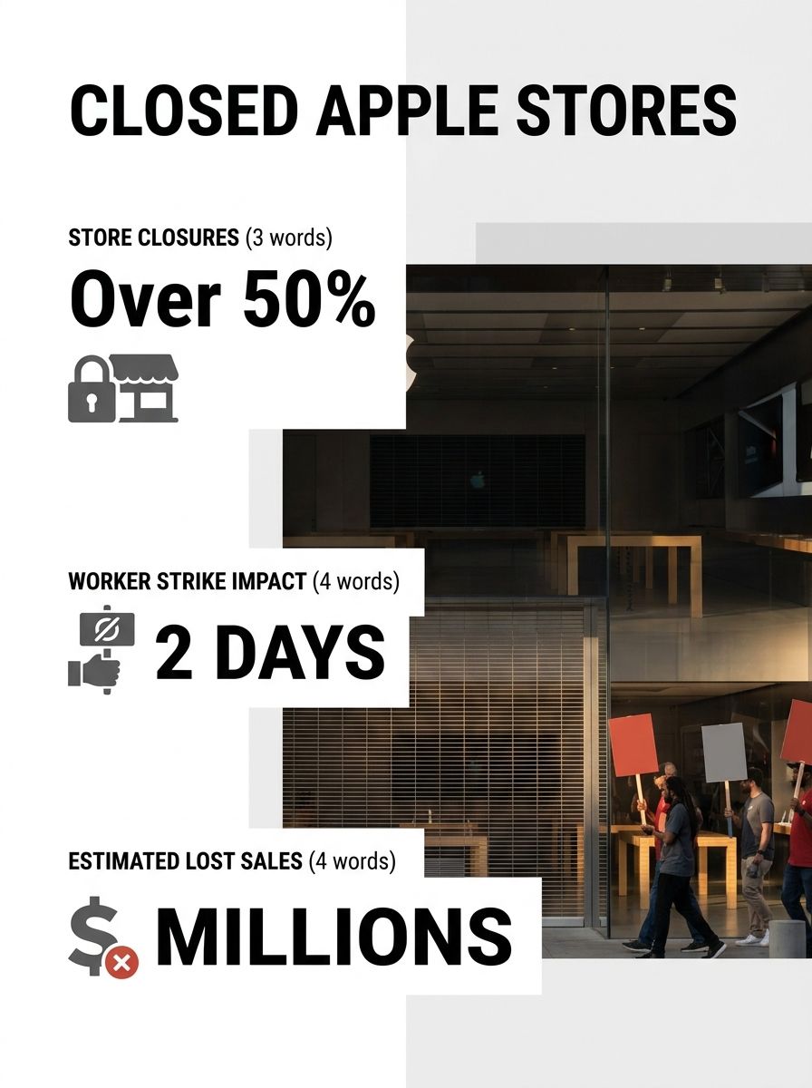 Empty Apple retail store interior with darkened displays and closed security gates