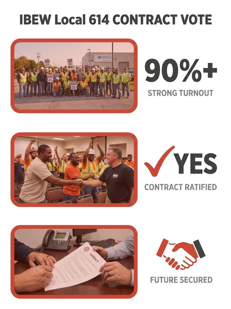 IBEW Local 614 workers gather for contract vote at PECO facility